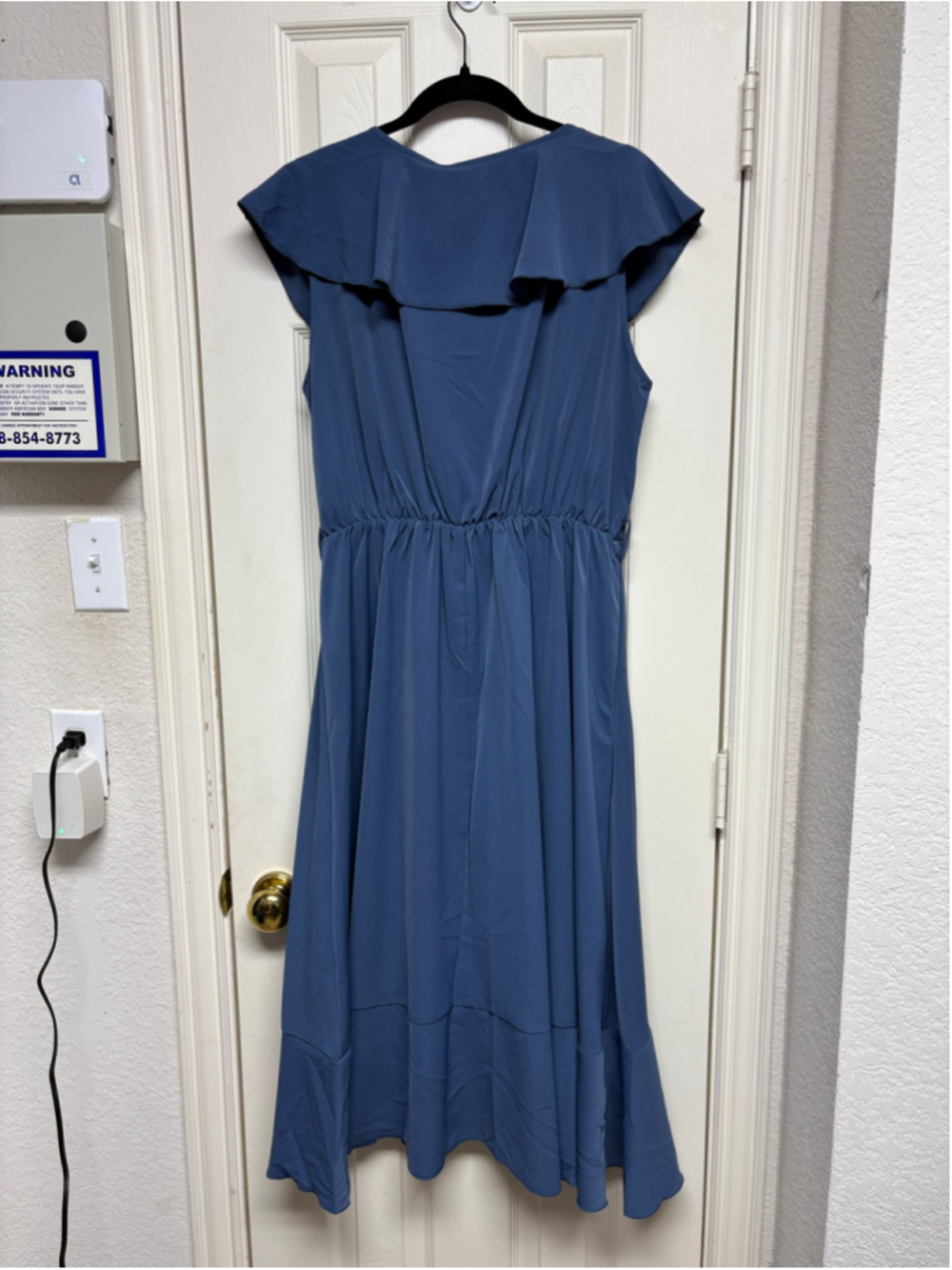 Women's Unbranded Blue Ruffle Wrap Midi Dress Size Large NEW - Picture 4 of 8